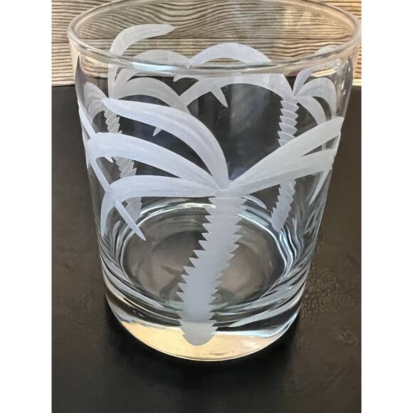 4 ROLF Elegant Glass PALM TREE Frost Deep Cut DOUBLE OLD FASHIONED Rock Tumblers - Picture 4 of 6